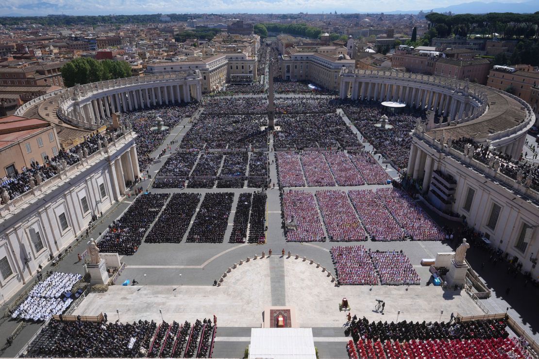 About 200,000 people take part in the service in St. Peter’s Square, according to the Vatican.