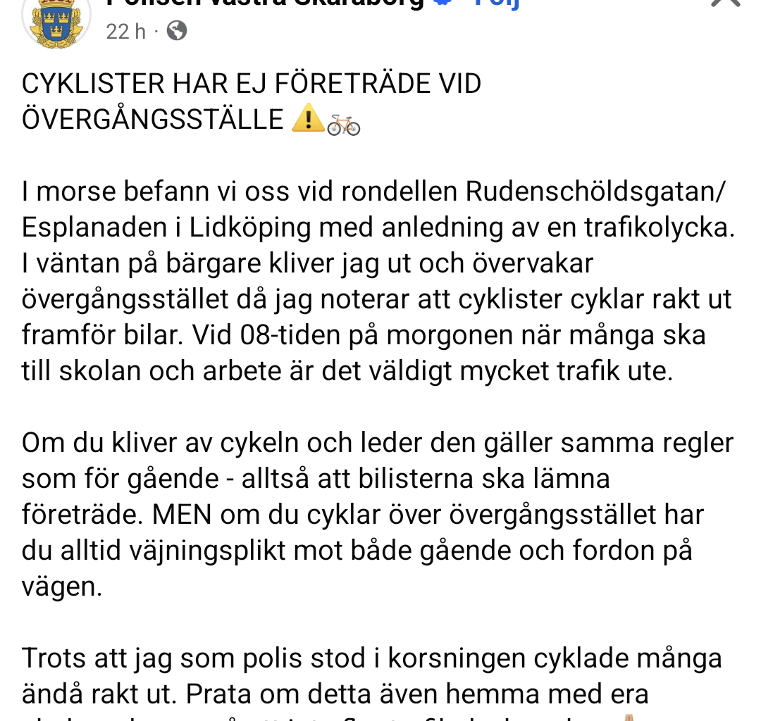 Polisen bekräftar, led era förbaskade cyklar över vägen.