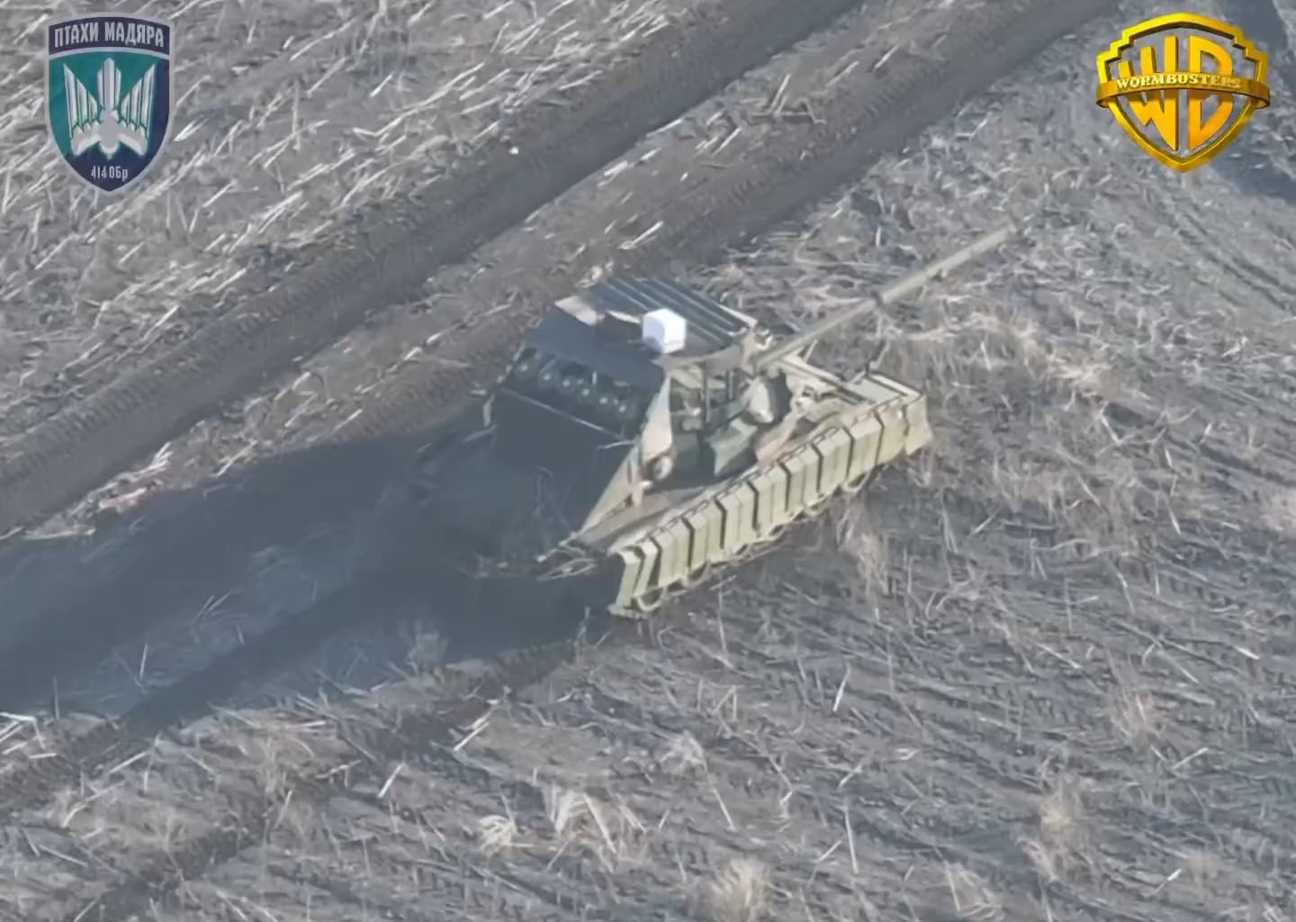 An FPV pilot from the Ukrainian 414th Strike UAV Brigade destroys a Russian MBT with his quad.