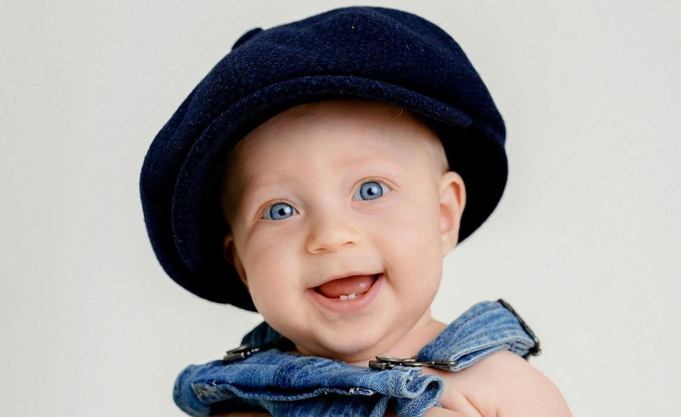 baby boy in a big hat