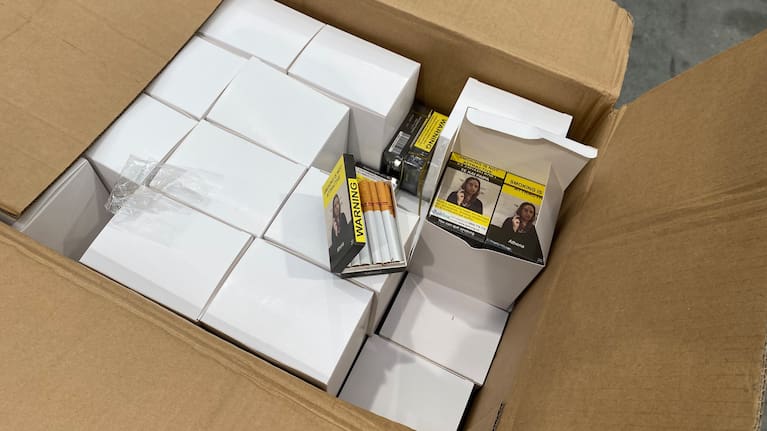 Boxes of tobacco seized from the illegal manufacturing site by Customs.