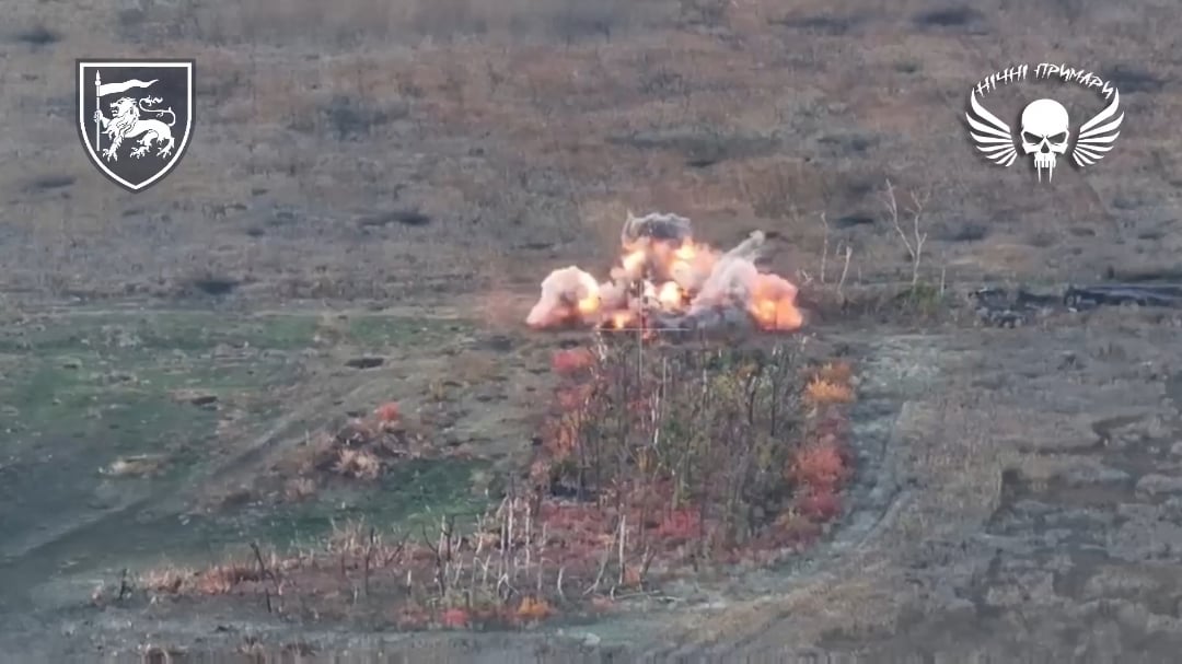 Russian armored vehicles were blown up by mines that were remotely planted by Ukrainian soldiers of the "Vidar" unit of the 60th Mechanized Brigade. Terny/Lyman direction. April 2025