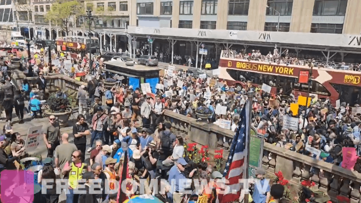 Thousands now protesting against Trump in NYC. Part of massive HandsOff2025 protests.