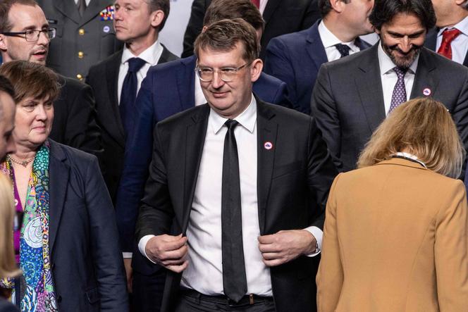 Danish Defense Minister Troels Lund Poulsen and other participants at the informal meeting of European Union defense ministers in Warsaw, Poland, on April 3, 2025.