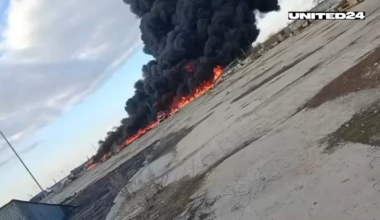A small fire at a military airfield in Saratov, Russia.