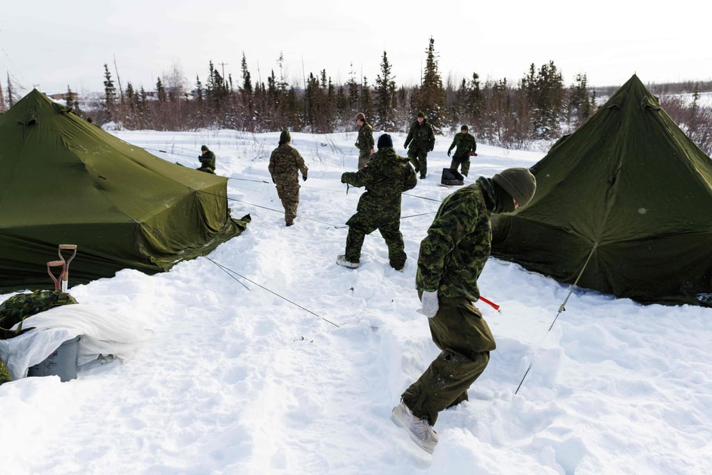 Canadian soldiers set up camp during Operation Nanook in Inuvik, Northwest Territories, Canada, on March 2. Photo; AFP Canadian soldiers set up camp during Operation Nanook in Inuvik, Northwest Territories, Canada, on March 2. Photo; AFP