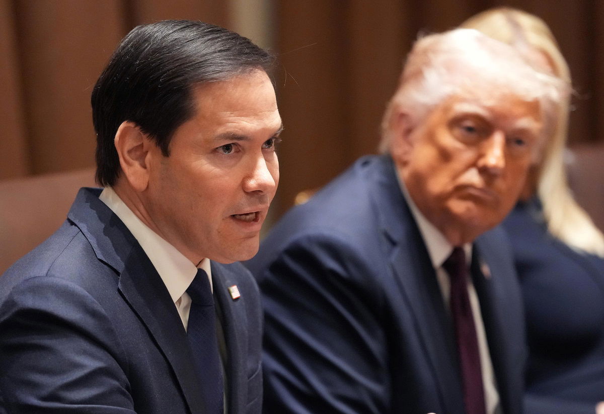 Win McNamee/Getty Images via CNN NewsourceSecretary of State Marco Rubio delivers remarks alongside President Donald Trump during a Cabinet meeting at the White House on March 24 in Washington