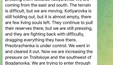 Russian soldier on a Z-Channel writes that things on the front are not as great as they seem; states his unit is being hit by Ukrainian drones regularly and issues with transportation