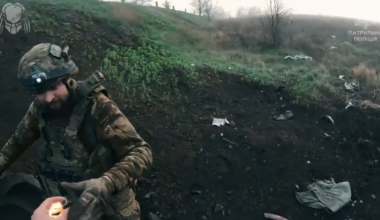 Ukrainian soldiers of the Patrol Police Brigade "Predator" found a russian soldier hiding inside of a pipe, and offered him to surrender. He refused, and therefore was eliminated with grenades. Toretsk direction, April 2025