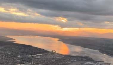 Beautiful sunset over Inverness with Ben Wyvis in the distance
