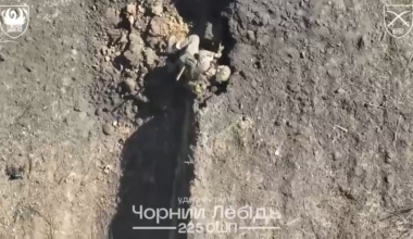 NSFW: Ukrainian drone operator of the Black Swan unit of the 225th Assault Regiment took out a Russian soldier in the Belgorod direction. April 2025 [very graphic content]