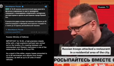 Russia launched a ballistic missile strike on Kryvyi Rih, resulting in the deaths of 20 people, including 9 children. Russian propaganda claimed to have destroyed 85 generals and instructors, but a released video from inside the restaurant proves that this is yet another lie.