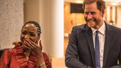 Getty Images Sophie Chandauka and Prince Harry at a Sentebale event last year