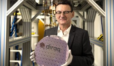 Andrew Dzurak, founder and CEO of Australian startup Diraq, holds one of the company’s projects.