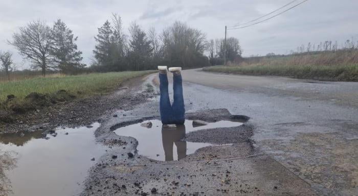 Within four days of the legs’ appearance on Haverhill Road, the hole was finally filled after 8 months of neglect.