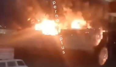 Russian oil depot in the city of Novorossiysk, Krasnodar Kraj, is on fire. Before that, a missile threat(R-360 Neptune) was announced. 28.04.2025