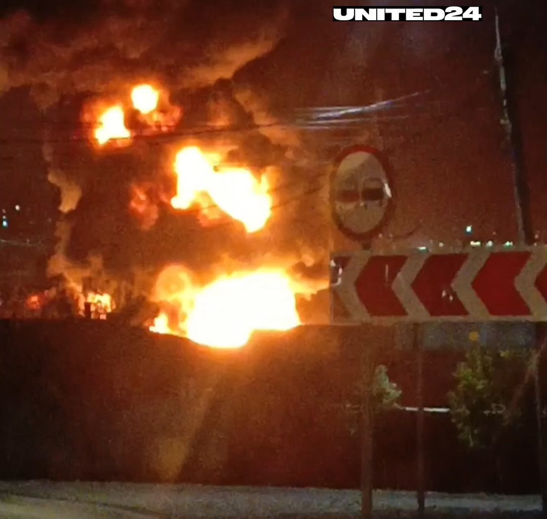 Local fuel depot in Kirillovka, Russia, cosplays as a bonfire party