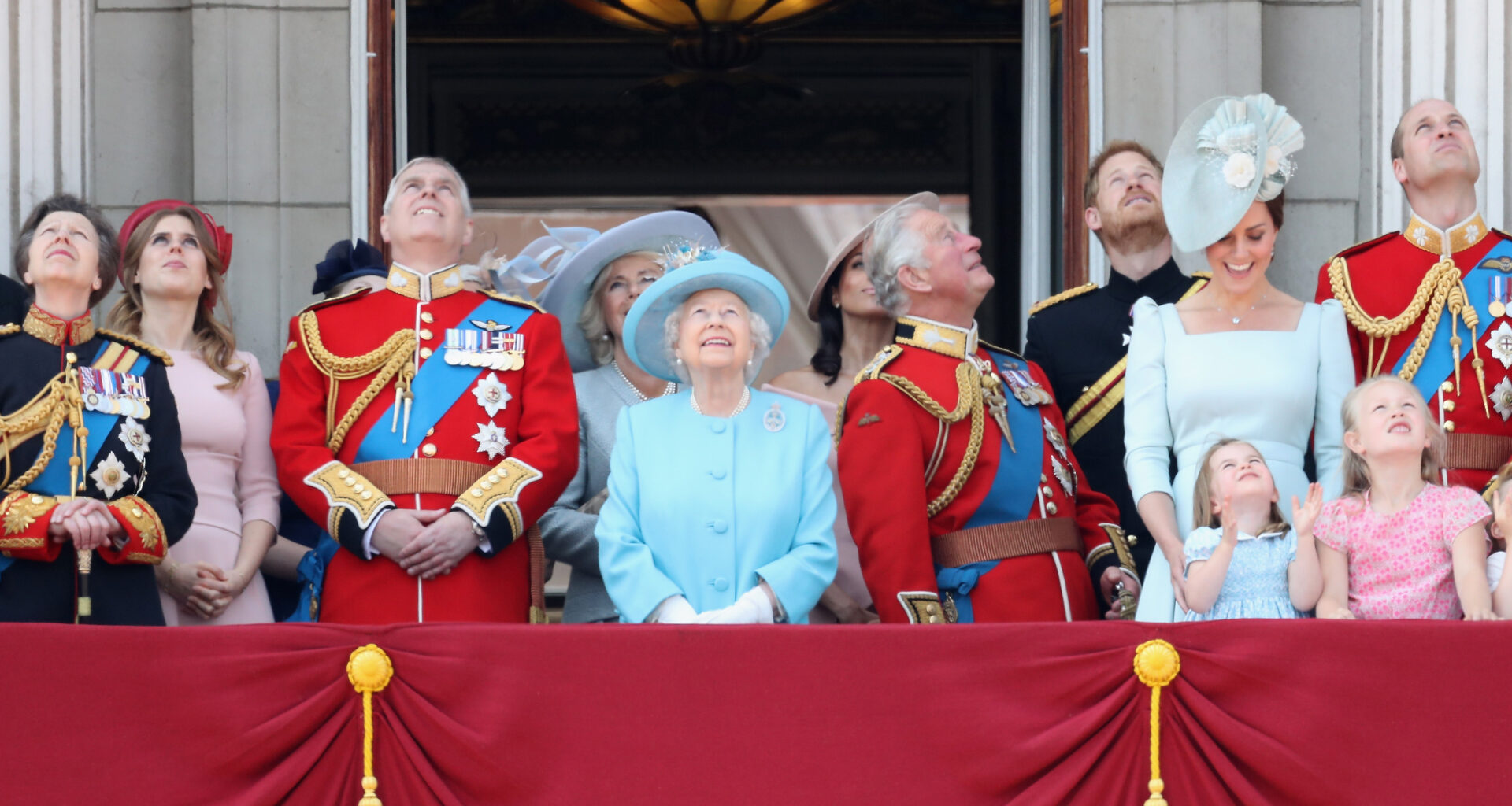 Princess Beatrice, Prince Andrew, Queen Elizabeth and other royals on the balcony at Buckingham Palace