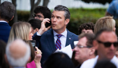 Defense Secretary Pete Hegseth attends the White House Easter Egg Roll on April 21.
