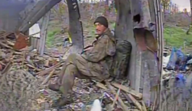 Russian Soldier sits and waits for Ukrainian Drone to get him  (Pokrovsk direction)