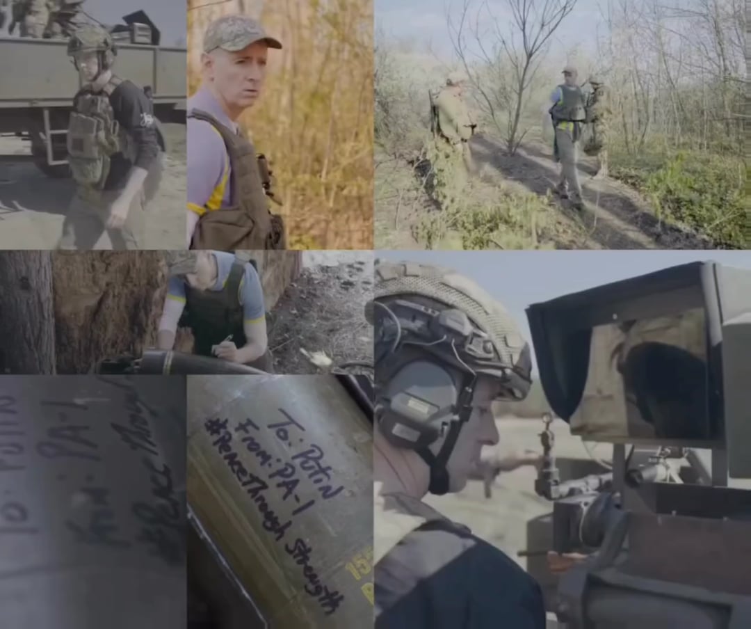 Republican Congressman Brian Fitzpatrick visited the front line in Ukraine and signed the Ukrainian shell. On the projectile shown in the video, you can see the inscription "Peace through strength".