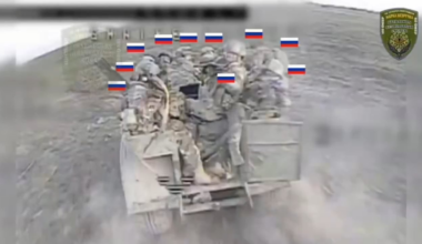 A Ukrainian FPV pilot attacks a vehicle transporting Russian soldiers to the frontline.