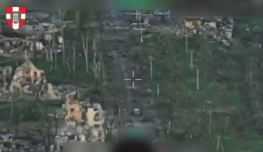 Russian soldier on a scooter hit a mine and was set on fire by it. Toretsk area. [100th separate mechanized Brigade, April 2025]