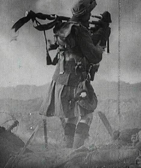 Bagpipes being played in the trenches of WW1