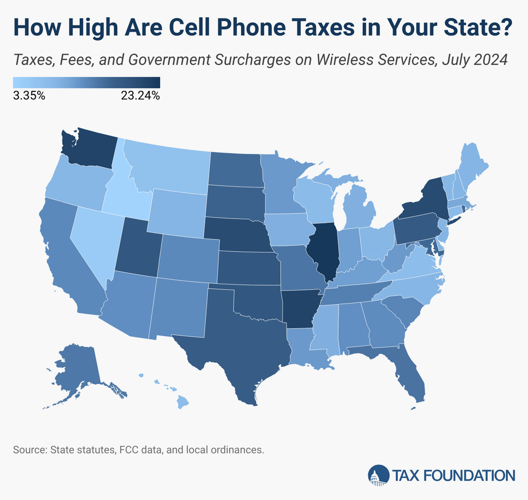 In addition to raising 12.8% Federal USF, here is a map of the 2024 Cell Phone Tax Rates by State