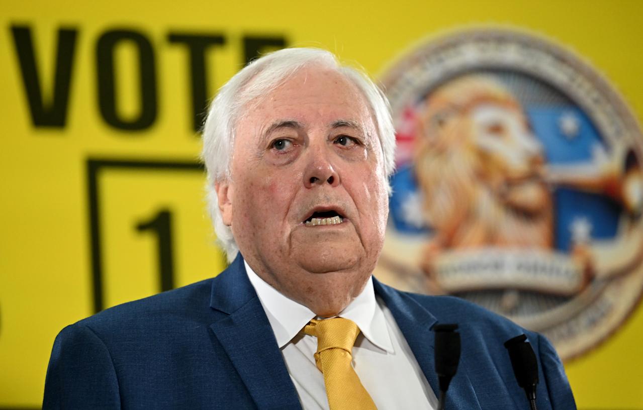 SUNSHINE COAST, AUSTRALIA - APRIL 19: Australian businessman Clive Palmer speaks at a press conference after the federal election campaign launch of the 'Trumpet of Patriots' party on April 19, 2025 on the Sunshine Coast, Australia. Australian businessman and former member of parliament, Clive Palmer is intending to contest the 2025 federal election with his Trumpet of Patriots party. (Photo by Dan Peled/Getty Images)