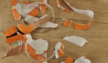 Opening a new roll of bin liners. 20 minutes later: