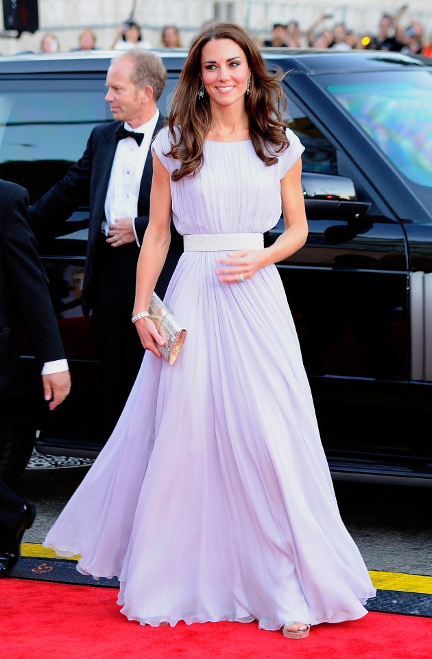 Catherine, Duchess of Cambridge, in a lavender gown at an event.