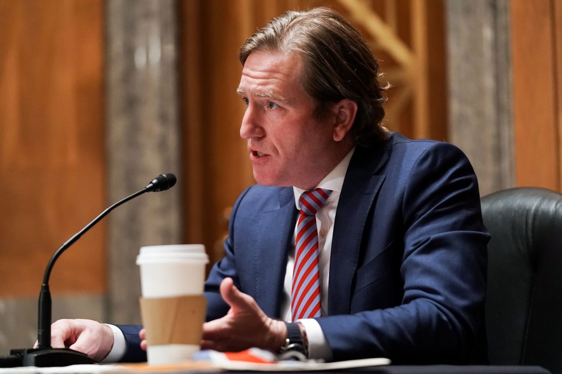 Chris Krebs, former director of the Cybersecurity and Infrastructure Security Agency, gives an opening statement during a hearing to discuss election security and the 2020 election process on December 16, 2020, in Washington, DC.