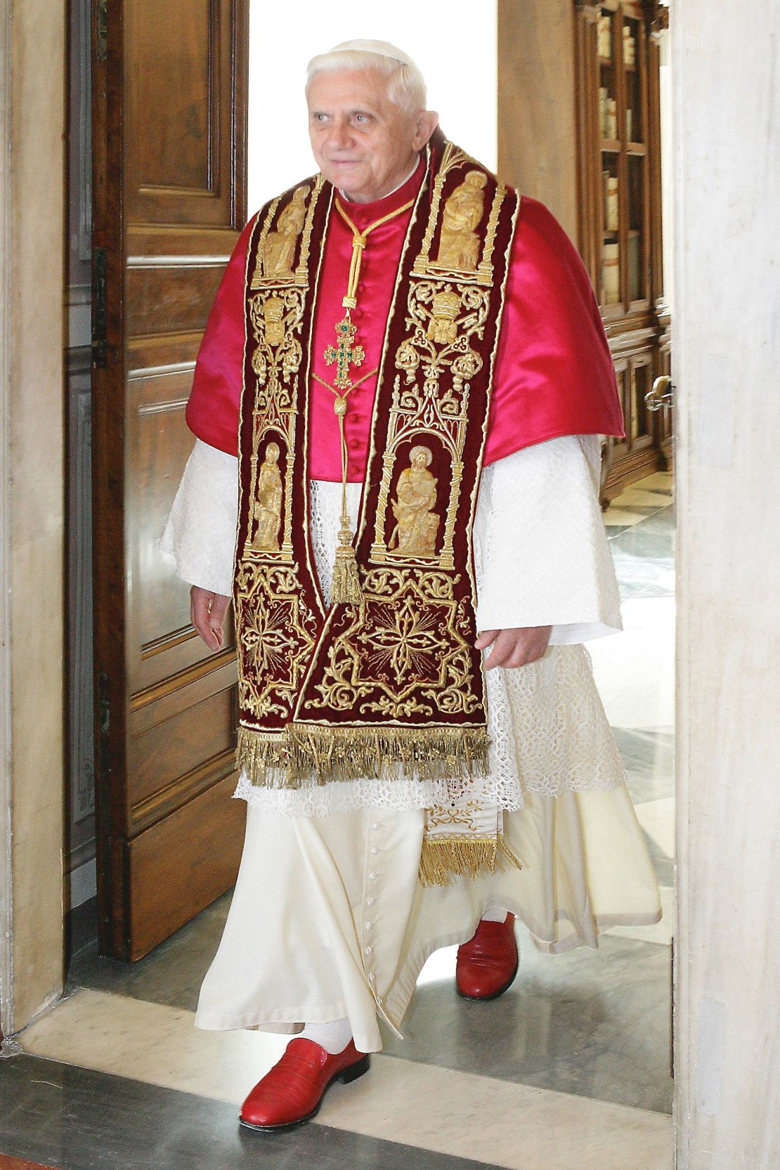 Pope Benedict XVI famously wore bright red loafers and opted for more maximalist tastes.