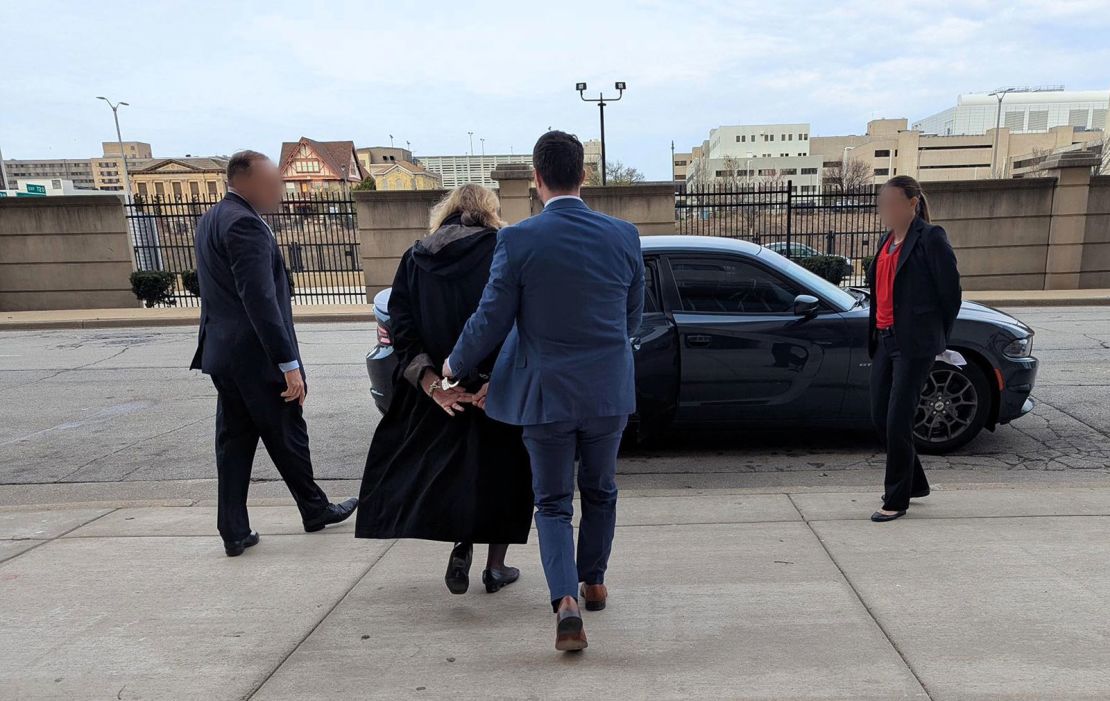 FBI Director Kash Patel posted a picture on X of Judge Hannah Dugan, the Milwaukee County Circuit judge who was arrested by the FBI on Friday, April 25, and charged in federal court for allegedly helping an undocumented immigrant avoid arrest. Portions of the image were obscured in Patel's original post.