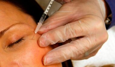 A woman has Botox injected
