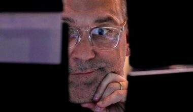 Specialist Anthony Matesic works on the floor of the New York Stock Exchange