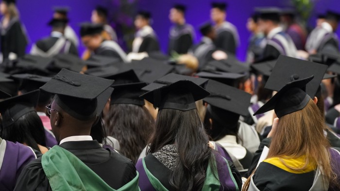 Students during a graduation ceremony at Loughborough University, England