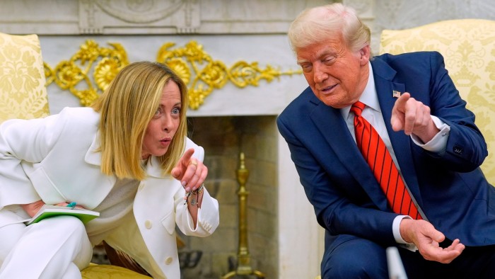 President Donald Trump meets with Italy’s Prime Minister Giorgia Meloni