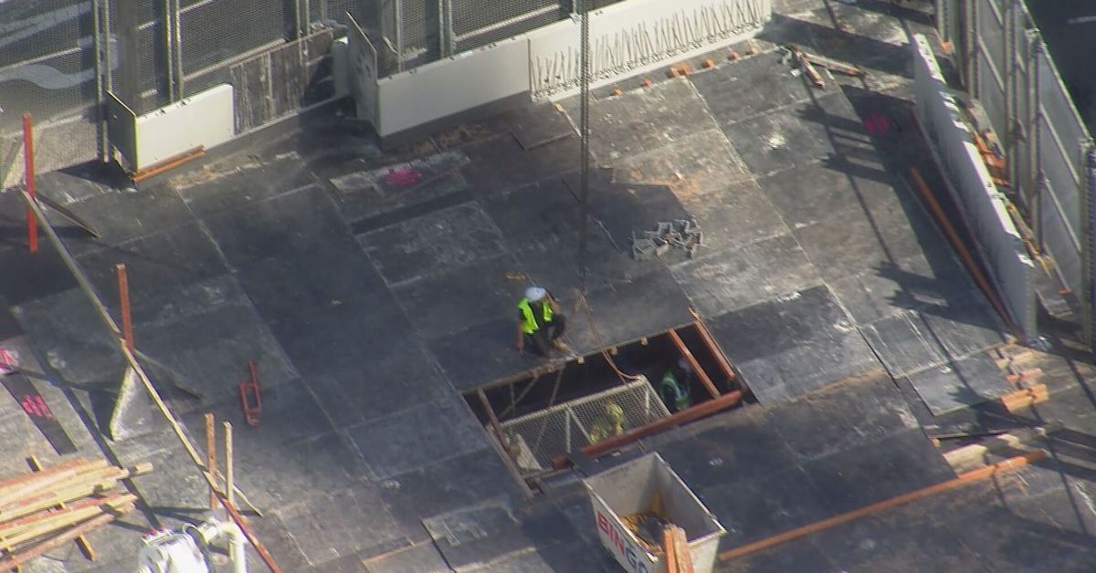 Man in his 20s impaled through buttocks after falling 3m at construction site in Sydney's north-west