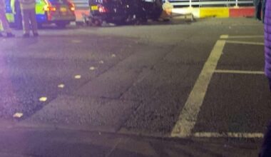 R plate driver who was apparently swerving in and out of cars along the shore road then proceeded to crash into 2 cars hit a lamppost and flip 8 times. Luckily no one killed nor seriously injured