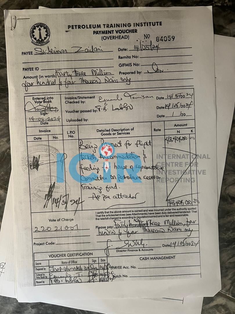 Payment voucher of money paid to Zailani.