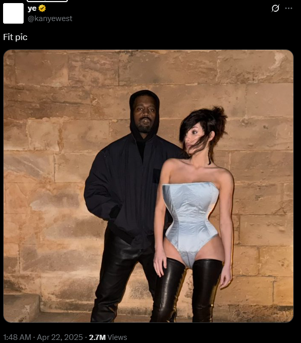 Kanye West poses with wife Bianca Censori amid split rumours(X/Ye)