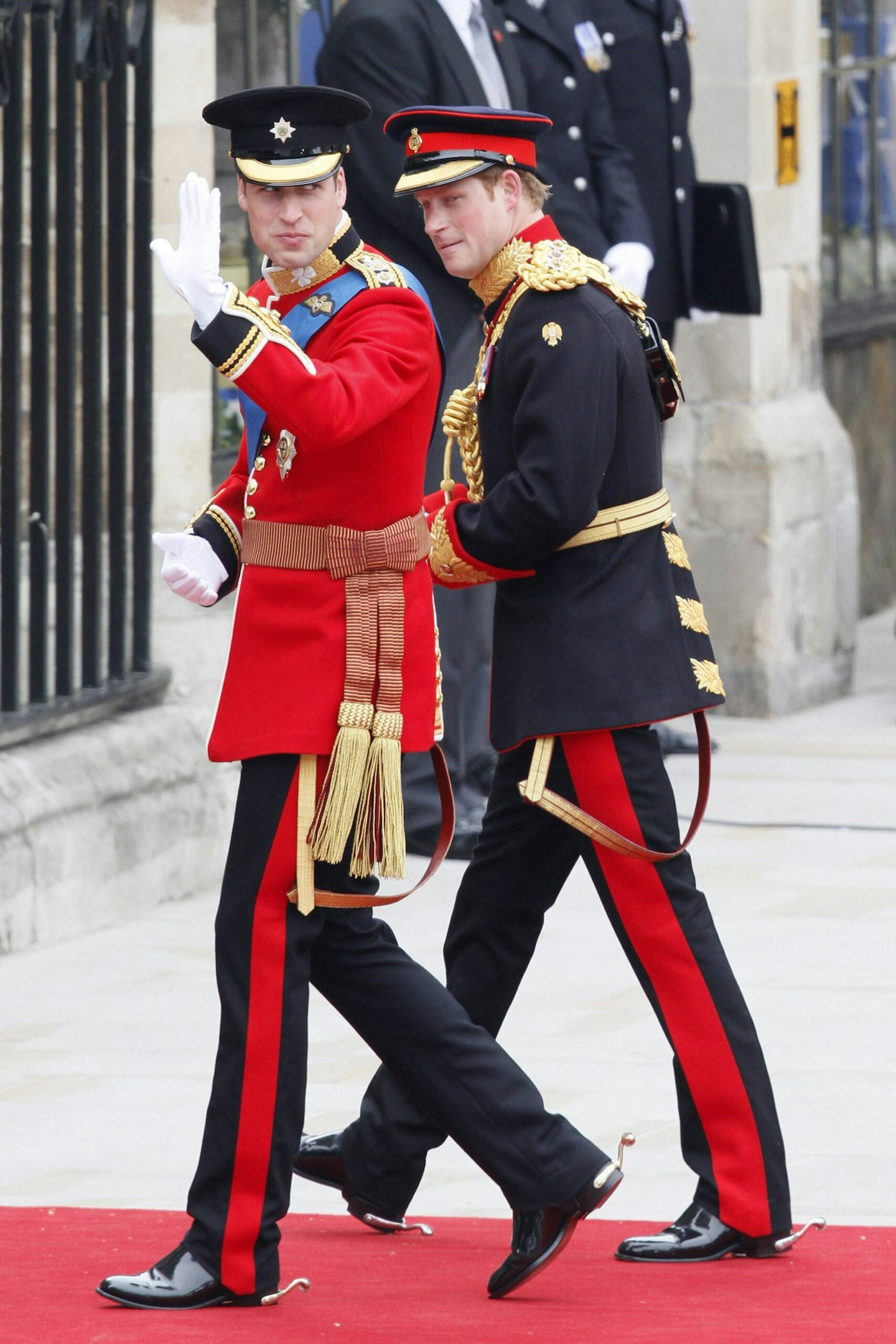 Prince William and Prince Harry on William and Kate's wedding day
