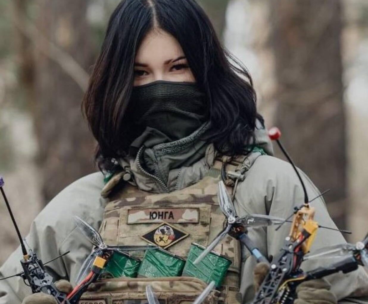 Ukrainian FPV drone operator - she is from the 4th Brigade of Operational Assignment named after Serhiy Mykhalchuk "Rubizh" - of the National Guard of Ukraine, April 2025.