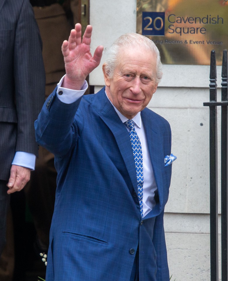 King Charles III waving goodbye.