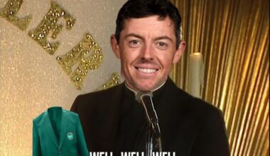Rory giving his speech after getting his green jacket