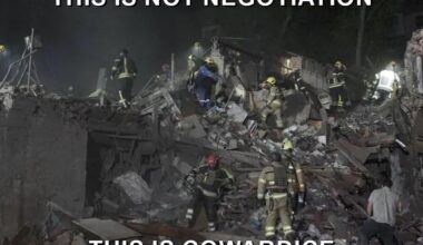 Russia is afraid of the world uniting, so the only thing to speed up the “peace” negotiations is to strike a civilian object full of people. What all this is really, is a cowardly lunatic, afraid to lose his power.
