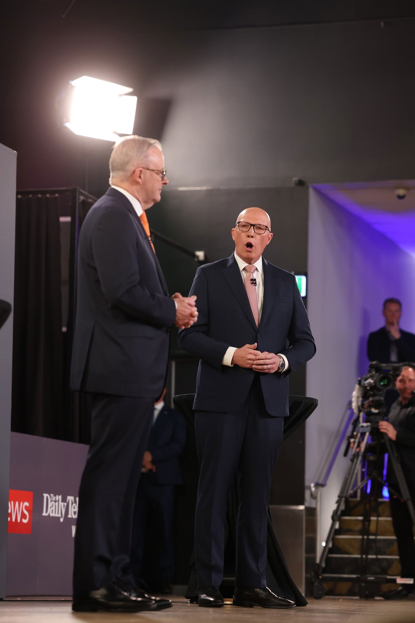 Peter Dutton speaking next to Anthony Albanese. 