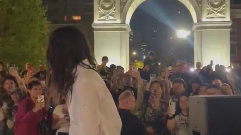 Lorde performing in Washington Square Park.